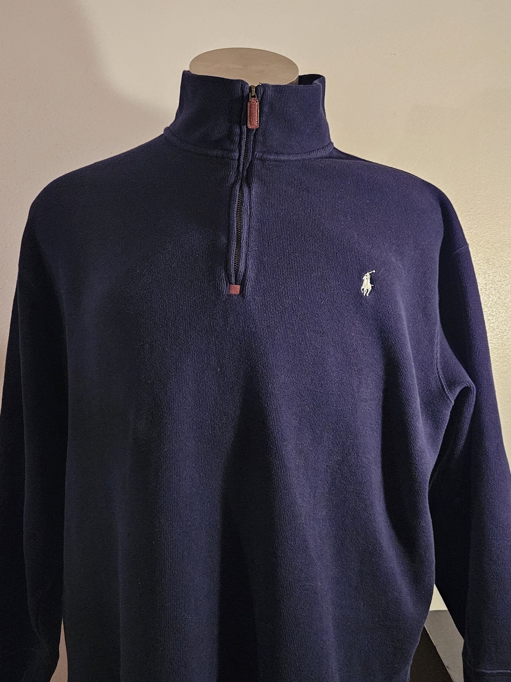 Polo Quarter-Zip Fleece Sweater in Navy